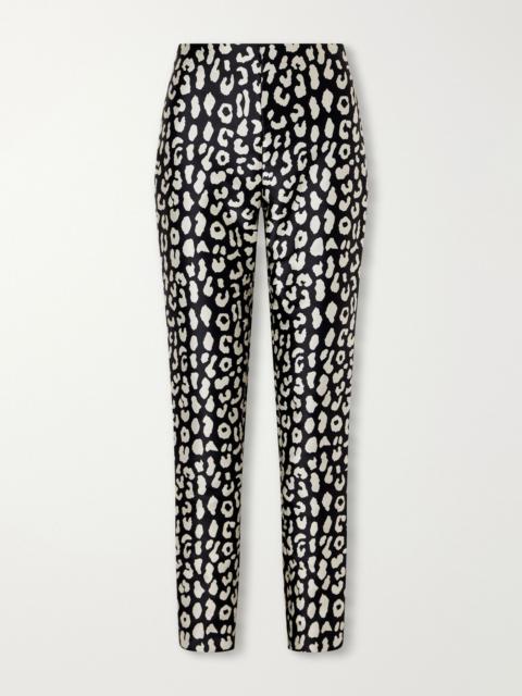 CAROLINA HERRERA Leopard-patterned jacquard slim-leg pants Black