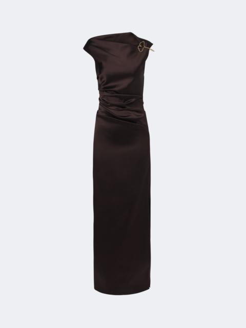 Max Mara Ruched embellished satin gown