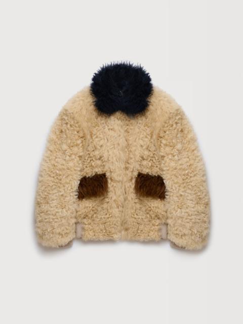 Marni CREAM SHEARLING JACKET WITH COLOUR-BLOCK DETAILS