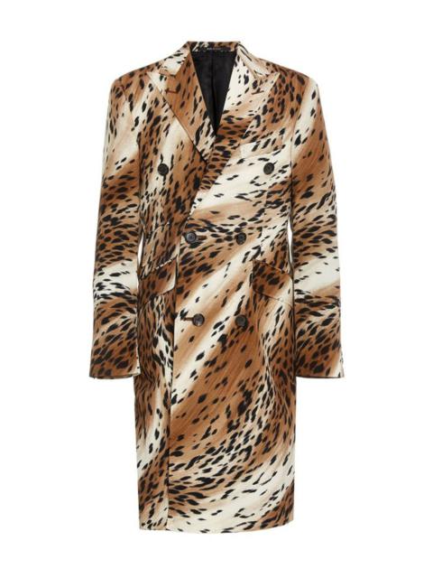 R13 Peak Lapel Double Breasted Coat - Abstract Cheetah | R13