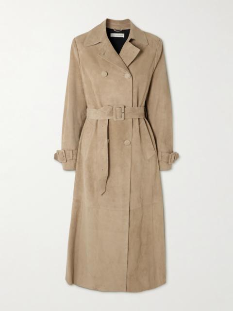 NOUR HAMMOUR Tate Belted Suede Trench Coat