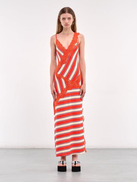 VAILLANT Striped Bias Lace Maxi Dress