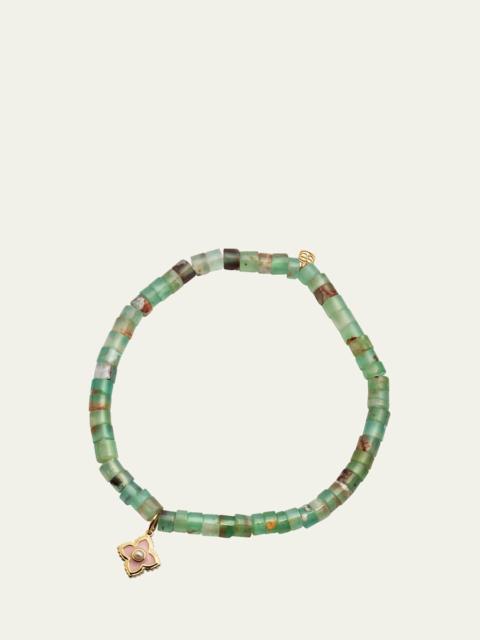 SYDNEY EVAN 14k Gold Moroccon Beaded Bracelet with Pearl Charm