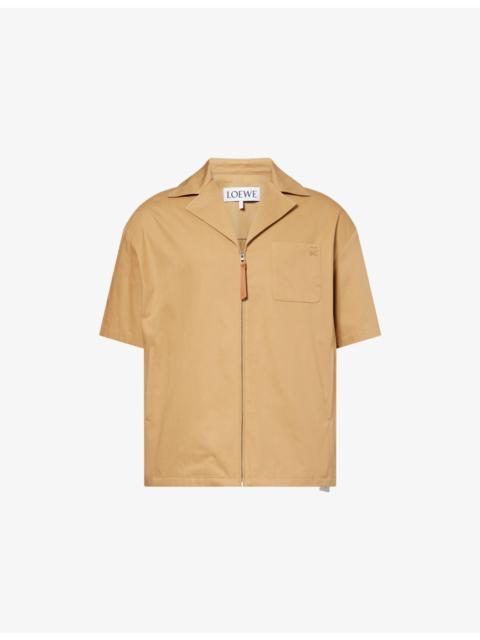 Loewe Spread-Collar Zip-Up Cotton-Twill Shirt