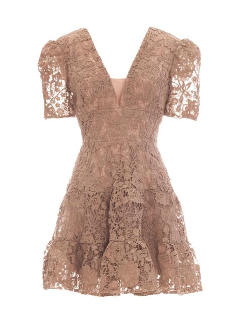 Dress The Population Women's Hallie Lace Cocktail Minidress - Warm Taupe