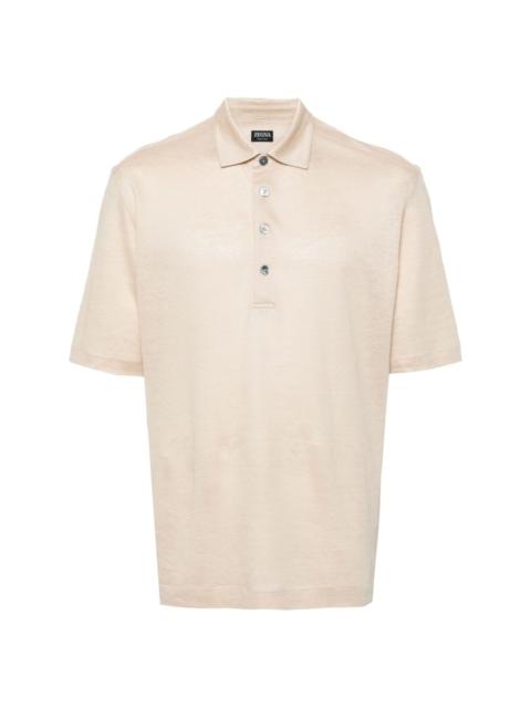 short-sleeve linen polo shirt