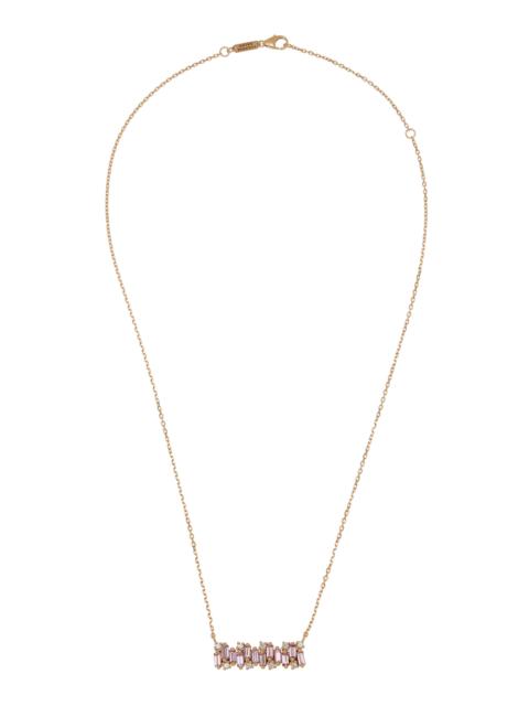 SUZANNE KALAN Shimmering 18K Rose Gold Diamond and Sapphire Necklace