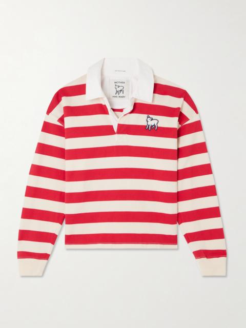 MOTHER The Boxy Match Appliquéd Striped Cotton-jersey Polo Shirt