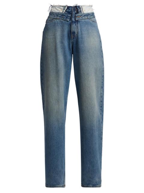 MM6 Maison Margiela Women's Deconstructed High-Rise Straight-Leg Jeans - Light Blue