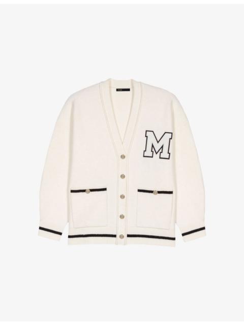 maje Logo-Embossed Long-Sleeve Stretch-Knit Cardigan