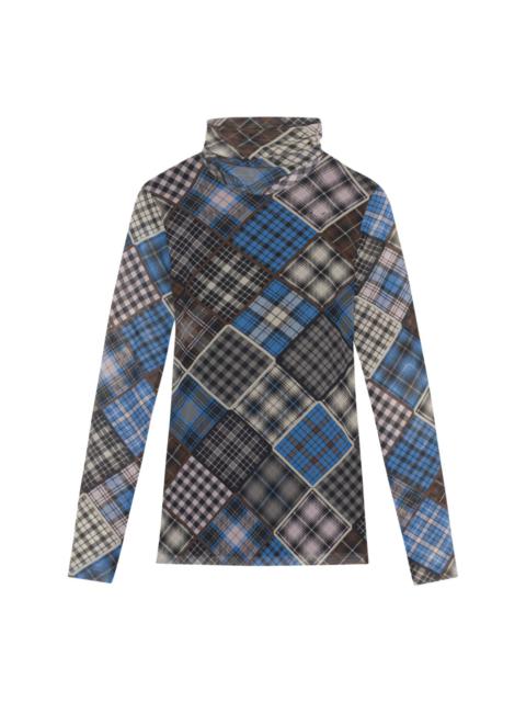 GANNI checkered roll-neck T-shirt