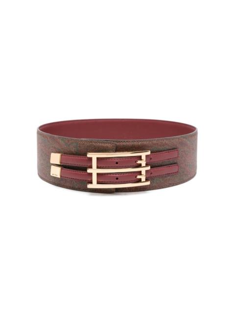 paisley-print leather belt