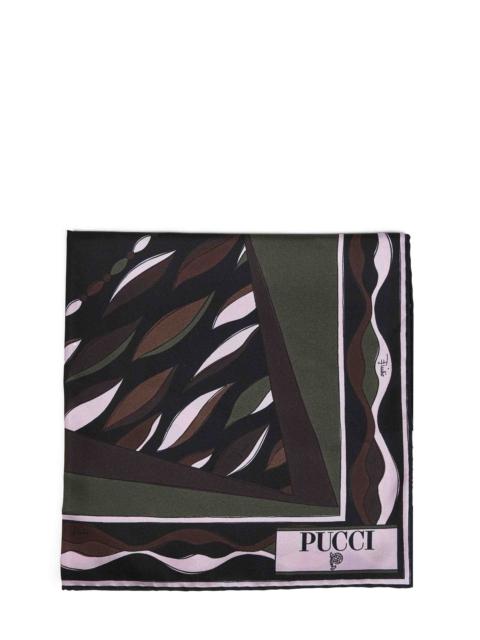 PUCCI Khaki and pink Fiamme and Navajo-prints silk twill scarf