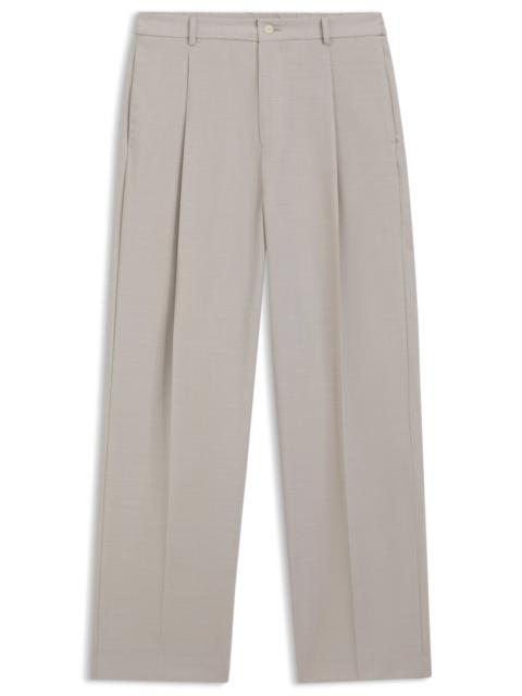BOSS RELAXED-FIT PANTS IN PATTERNED VIRGIN WOOL