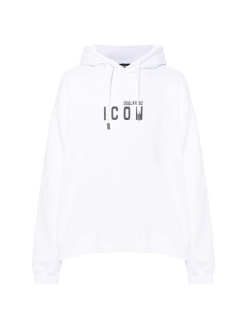 Icon-print cotton hoodie