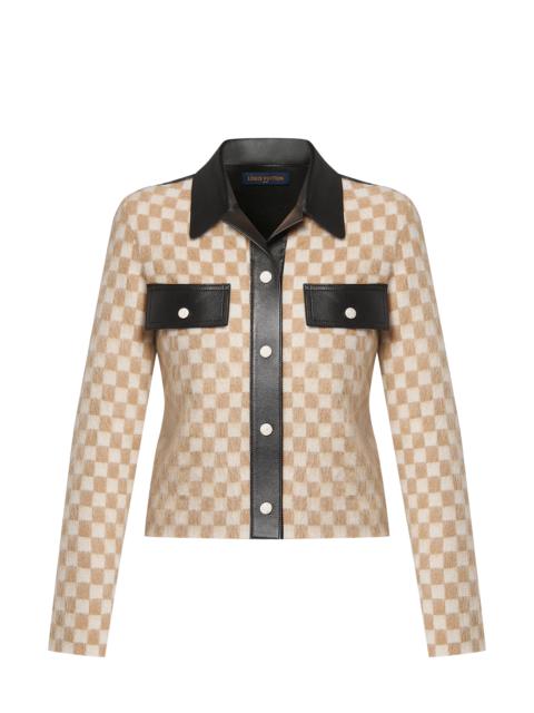 Louis Vuitton Leather Accent Damier Knit Jacket