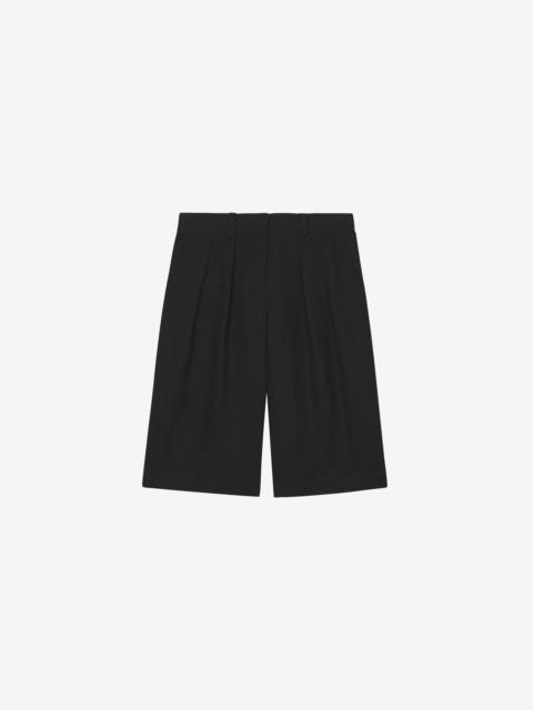The Frankie Shop Bilbao Pleated Linen Bermuda Shorts - Black