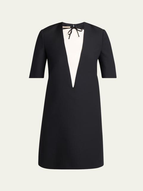 Valentino Bow Collar Wool-Blend Mini Dress