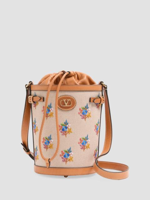 Valentino Women's Antibes Canvas Embroidered Medium Bucket Bag - Natural Multicolor