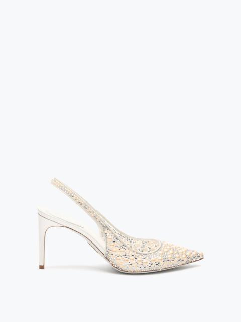 RENE CAOVILLA PEARL WHITE SLINGBACK 80