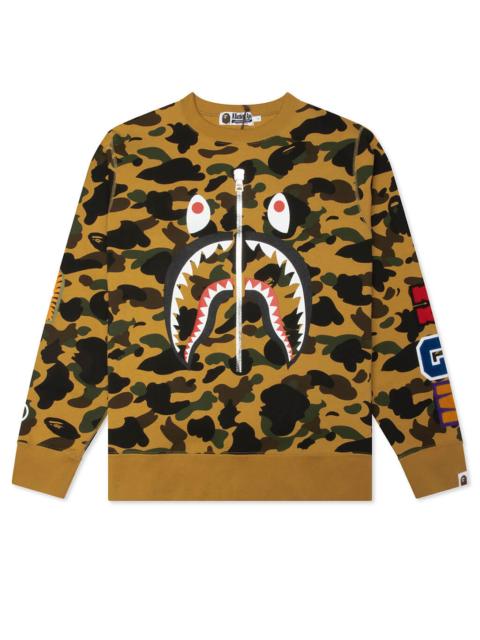 A BATHING APE® 1ST CAMO SHARK CREWNECK SWEATSHIRT - YELLOW