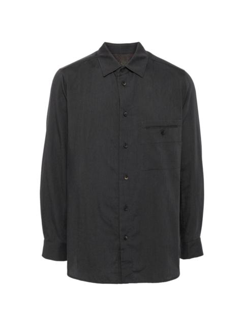 long-sleeve jetted-pocket shirt