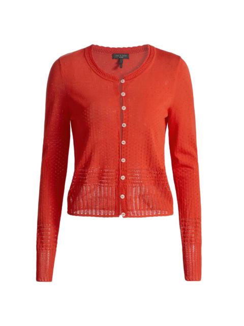 rag & bone Women's Michelle Pointelle Knit Cardigan - Bright Red