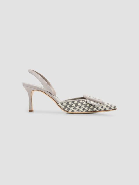 Manolo Blahnik Women's Mayaslibi Houndstooth Slingback Pumps - Grey