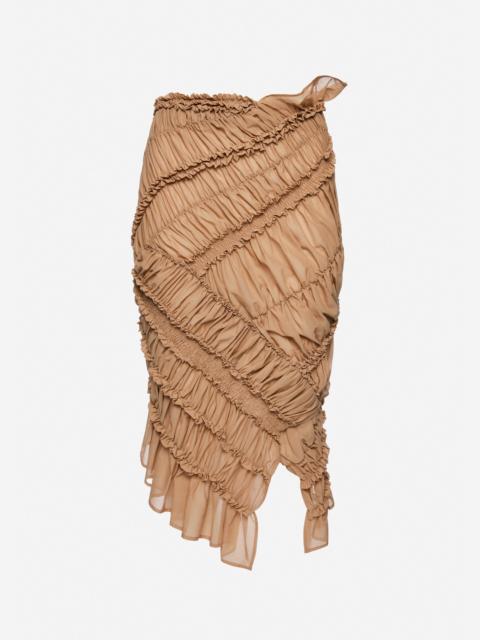 MAGDA BUTRYM Asymmetric ruched midi skirt in nude