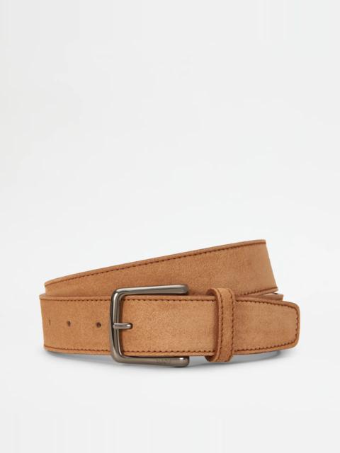 Tod's BELT IN SUEDE - BROWN