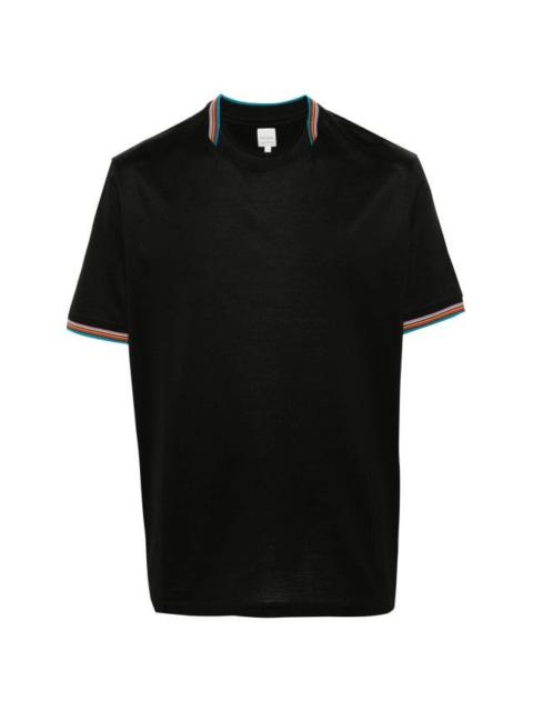 Black Stripe-trim cotton T-shirt