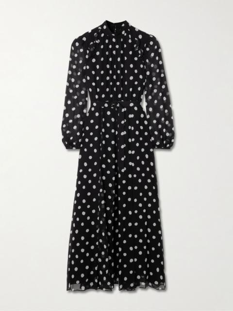 SALONI Jacqui-B polka-dot silk crepe de chine maxi dress Black