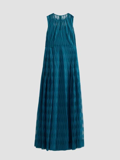 AKRIS Women's High Plains Embroidered Tulle Sleeveless Pleated Gown - Light Otta
