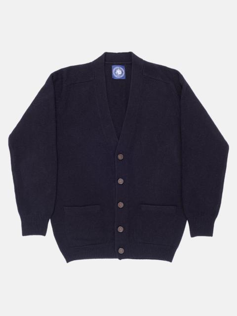 J. PRESS NAVY LAMBSWOOL CARDIGAN SWEATER