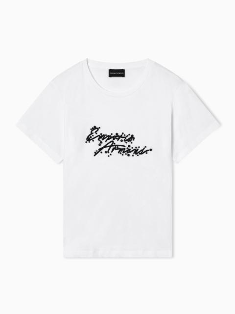 EMPORIO ARMANI ASV JERSEY T-SHIRT WITH LOGO EMBROIDERY