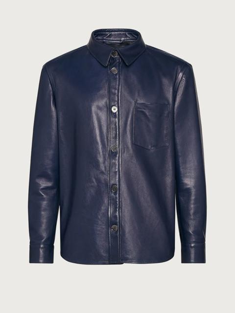 FERRAGAMO LONG SLEEVED LEATHER SHIRT