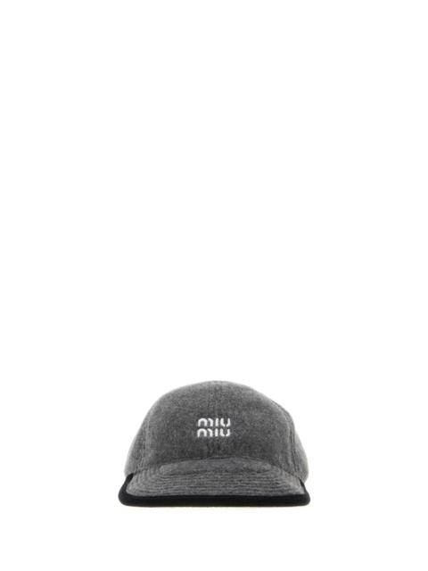 Miu Miu Miu Miu CAPPELLI Flannel Baseball Cap — Gray