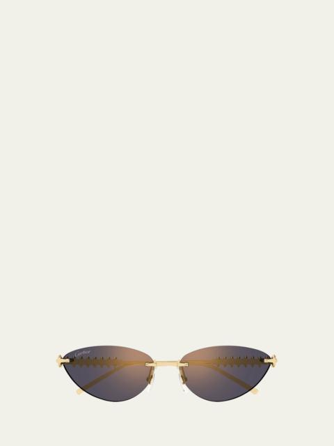 Cartier Rimless Metal Cat-Eye Sunglasses