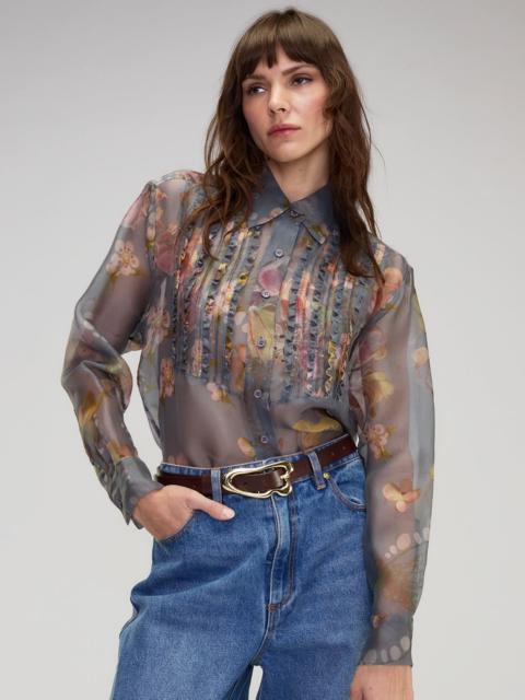 CYNTHIA ROWLEY Claude Silk Organza Tuxedo Shirt