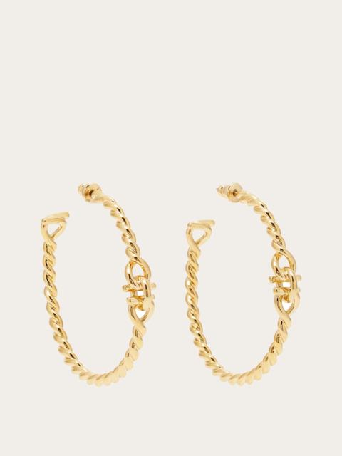 FERRAGAMO Twisted chain Gancini hoop earrings (L)