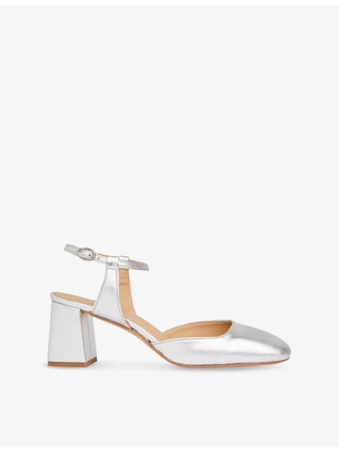 WHISTLES Matilda Block-Heel Leather Slingback Shoes