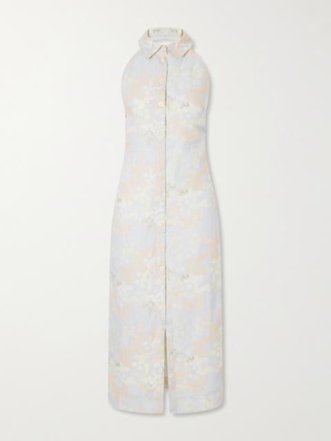 BERNADETTE Cici Jasmin Floral-print Linen Halterneck Midi Dress