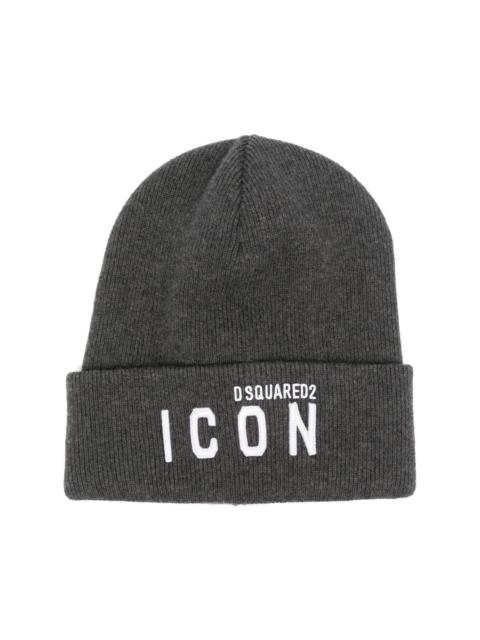 DSQUARED2 embroidered-logo ribbed-knit hat