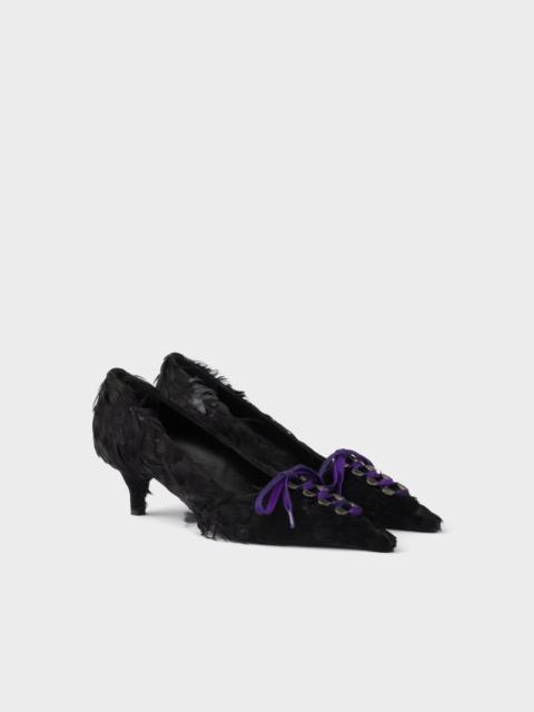 Prada Feather-embellished satin pumps