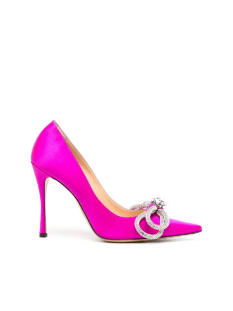 MACH & MACH Double Bow 110mm crystal-embellished pumps