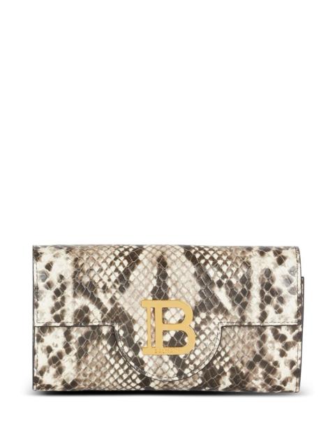 Brown B-Buzz Snakeskin-Effect Leather Wallet-On-Chain