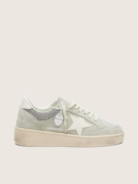 Golden Goose Women's Ball Star in light gray suede with star and glitter inserts