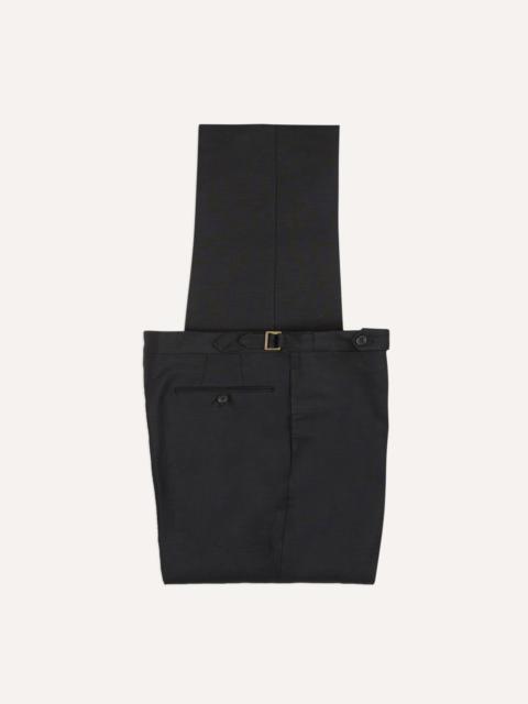 Drake's Black Irish Linen Single Pleat Trouser