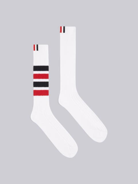 Thom Browne White Cotton Chunky Rib Mid-Calf 4-Bar Socks