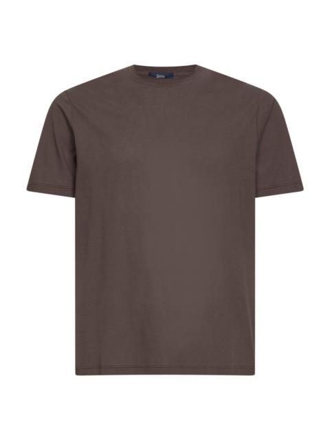 Herno Brown lightweight crepe voile jersey T-shirt